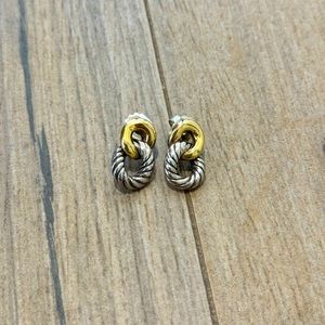 David Yurman Gold and Silver Drop Studs
